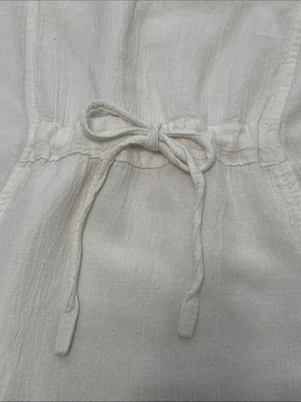 Raya Sun White Crinkle Linen Cotton Boho Embroidered Mini Dress Coverup Size M - Picture 12 of 16